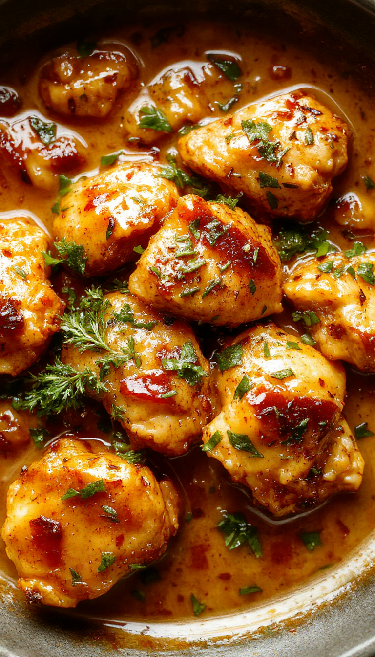 A plate of creamy butter chicken served with steamed rice and fresh herbs, garnished with cilantro on a rustic wooden table.