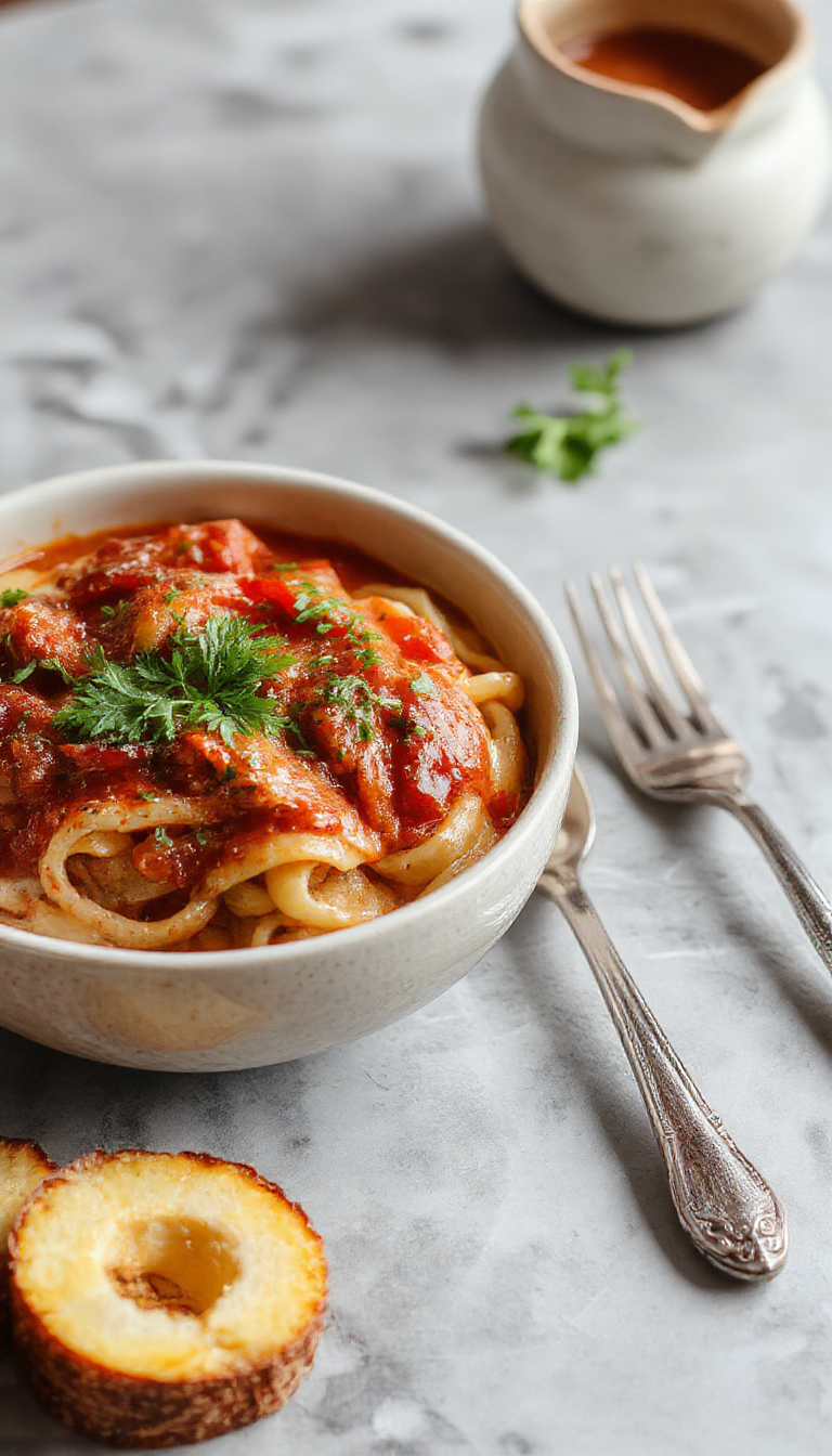 A vibrant plate showcasing seven different Italian pasta sauces, each with unique ingredients and colors, served over al dente pasta.
