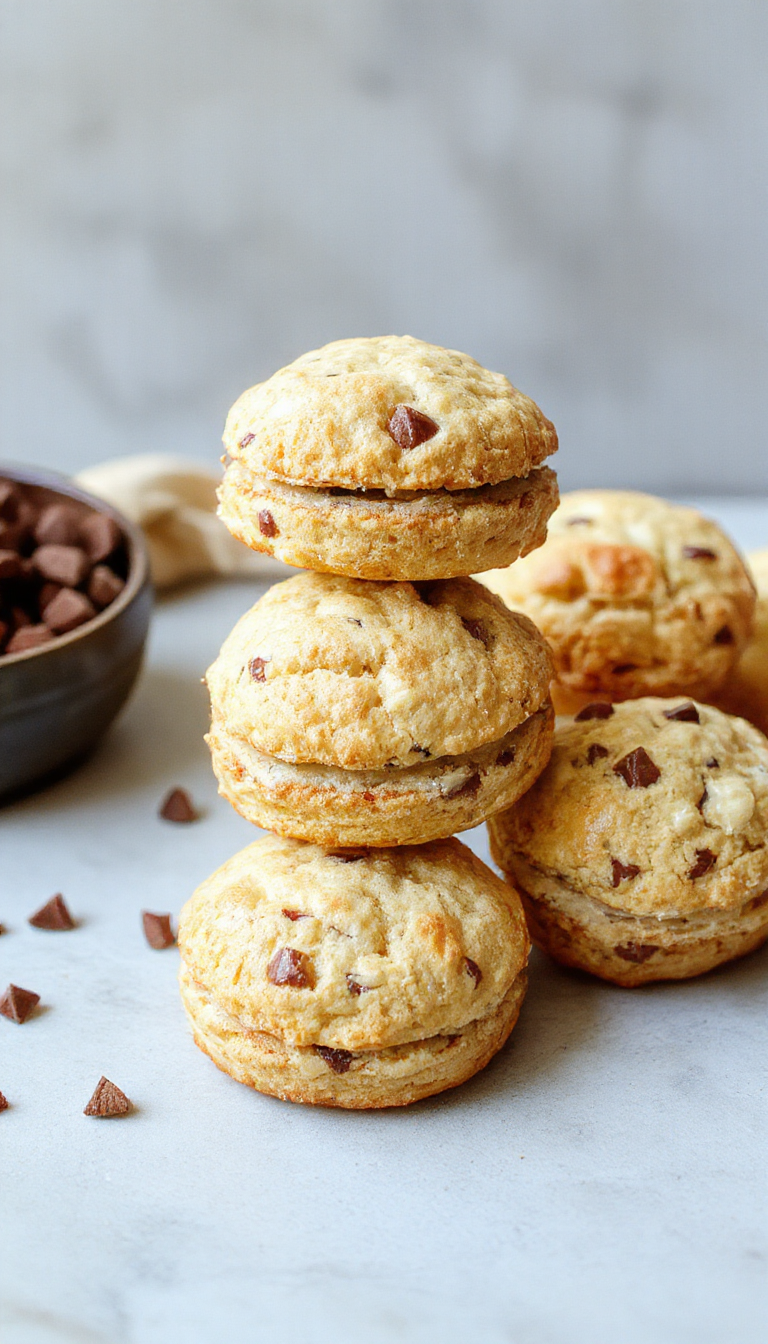 Golden, freshly baked energizing protein biscuits on a rustic wooden surface, showcasing their crunchy exterior and soft interior filled with nuts and seeds.