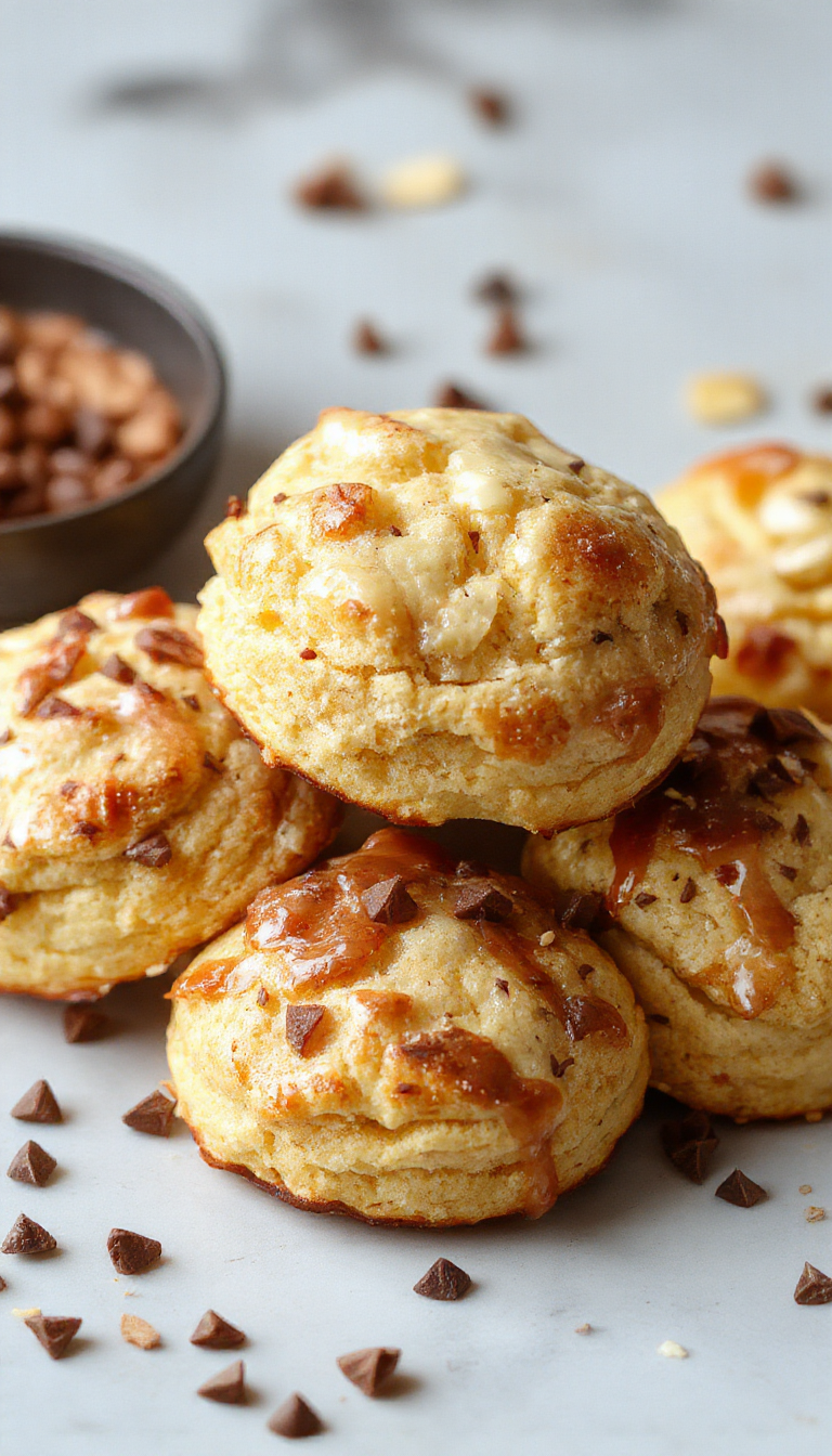 A golden, flaky Butter Swim Biscuit stacked on a rustic plate, melted butter glistening on the surface with a side of fresh butter pats.