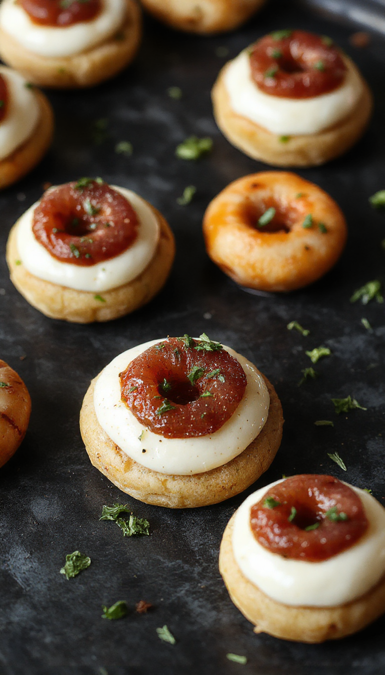 Plate of Spooky Salami & Mozzarella Eye Bites with eerie eyeball design, garnished with herbs for a Halloween-themed appetizer.