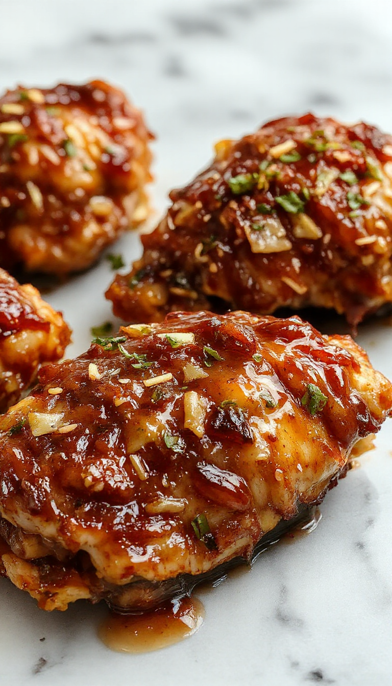 A vibrant plate featuring golden-brown pineapple chicken garnished with fresh pineapple chunks, topped with a glossy brown sugar glaze, served alongside colorful steamed vegetables on a rustic wooden table.