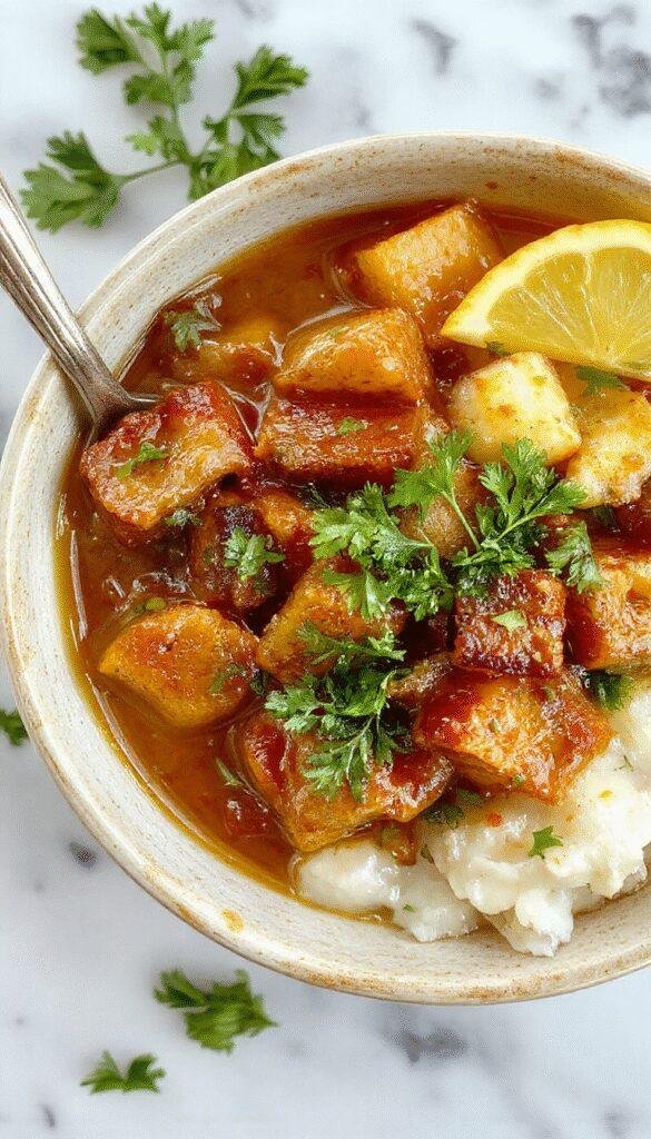 A vibrant bowl of the Ultimate Set-It-and-Forget-It Curry showcasing colorful vegetables, tender meat, and aromatic spices in a rustic dish.