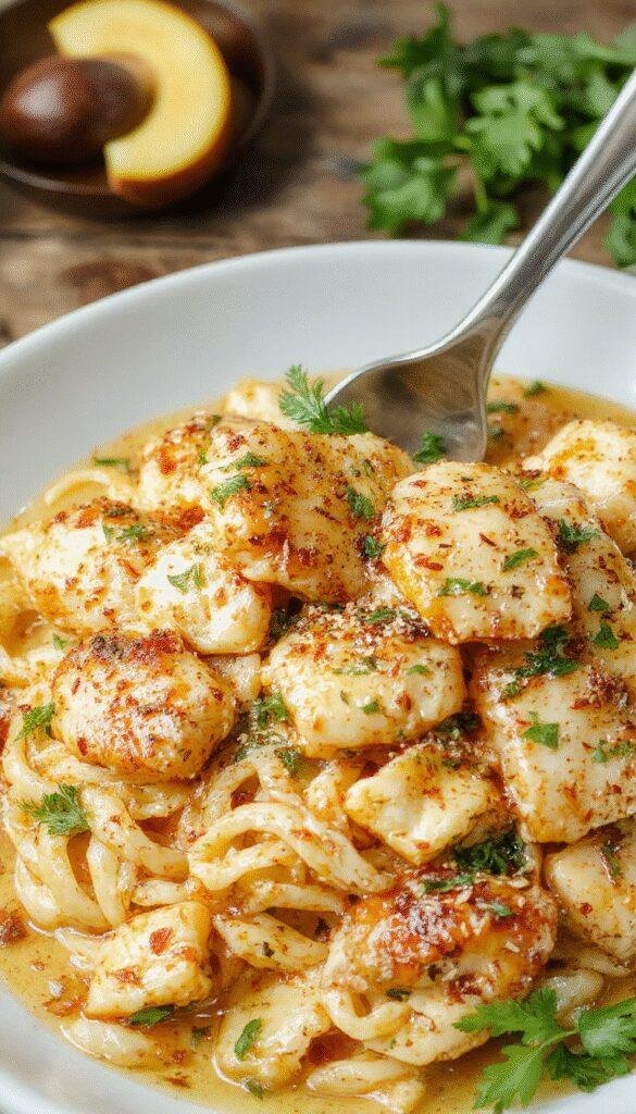 A vibrant plate of Honey Pepper Chicken Pasta with sautéed chicken pieces, colorful bell peppers, and pasta garnished with fresh herbs.