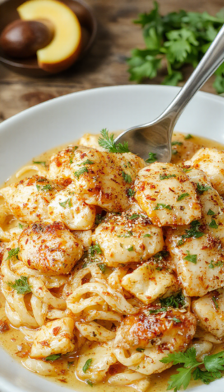 A vibrant plate of Honey Pepper Chicken Pasta with sautéed chicken pieces, colorful bell peppers, and pasta garnished with fresh herbs.