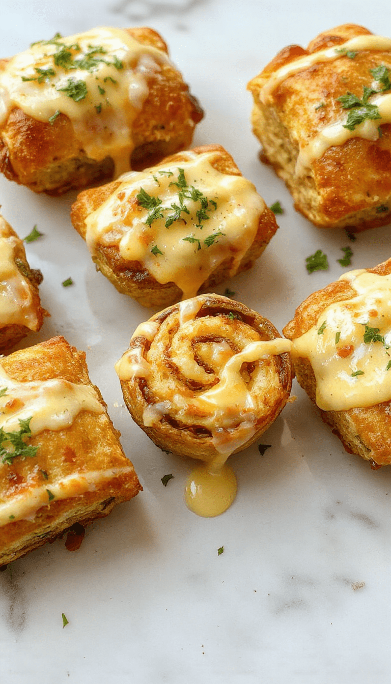 Colorful cheeseburger rollups with golden melted cheese and fragrant garlic butter, arranged neatly on a rustic wooden platter with fresh herbs and sesame seeds, showcasing crispy edges and luscious fillings.