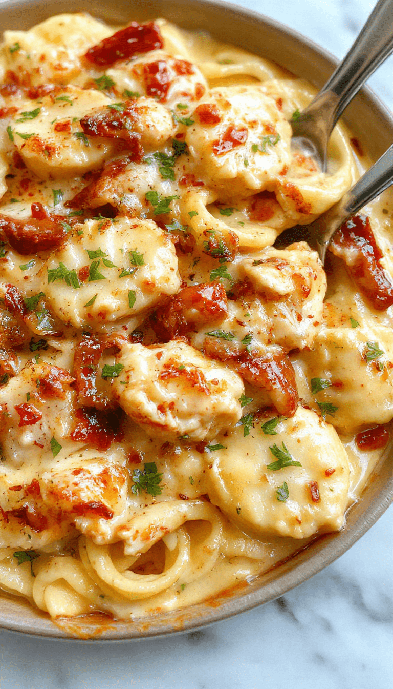 A vibrant plate of creamy cajun chicken pasta featuring golden grilled chicken slices atop a bed of spiral pasta coated in a rich, spicy creamy sauce. The dish is garnished with chopped green herbs and red pepper flakes, served on a white ceramic plate with a rustic wooden background, highlighting the textures and bold colors of the dish.