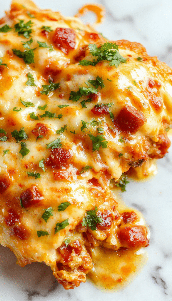 A vibrant plate of cheesy chicken and chile enchiladas topped with melted Kraft Natural Cheese, garnished with fresh cilantro and served with a side of Mexican rice, showcasing golden-brown tortillas filled with flavorful shredded chicken and spicy chiles, all visually appealing with a glossy cheese topping and colorful garnishes.