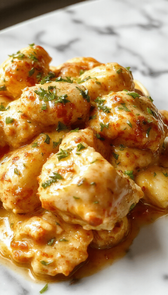 A vibrant plate of homemade butter chicken featuring tender chunks of chicken in a rich, creamy orange curry sauce garnished with fresh cilantro, served on a white ceramic plate, with a side of fluffy rice and a sprig of cilantro for garnish, styled on a rustic wooden table