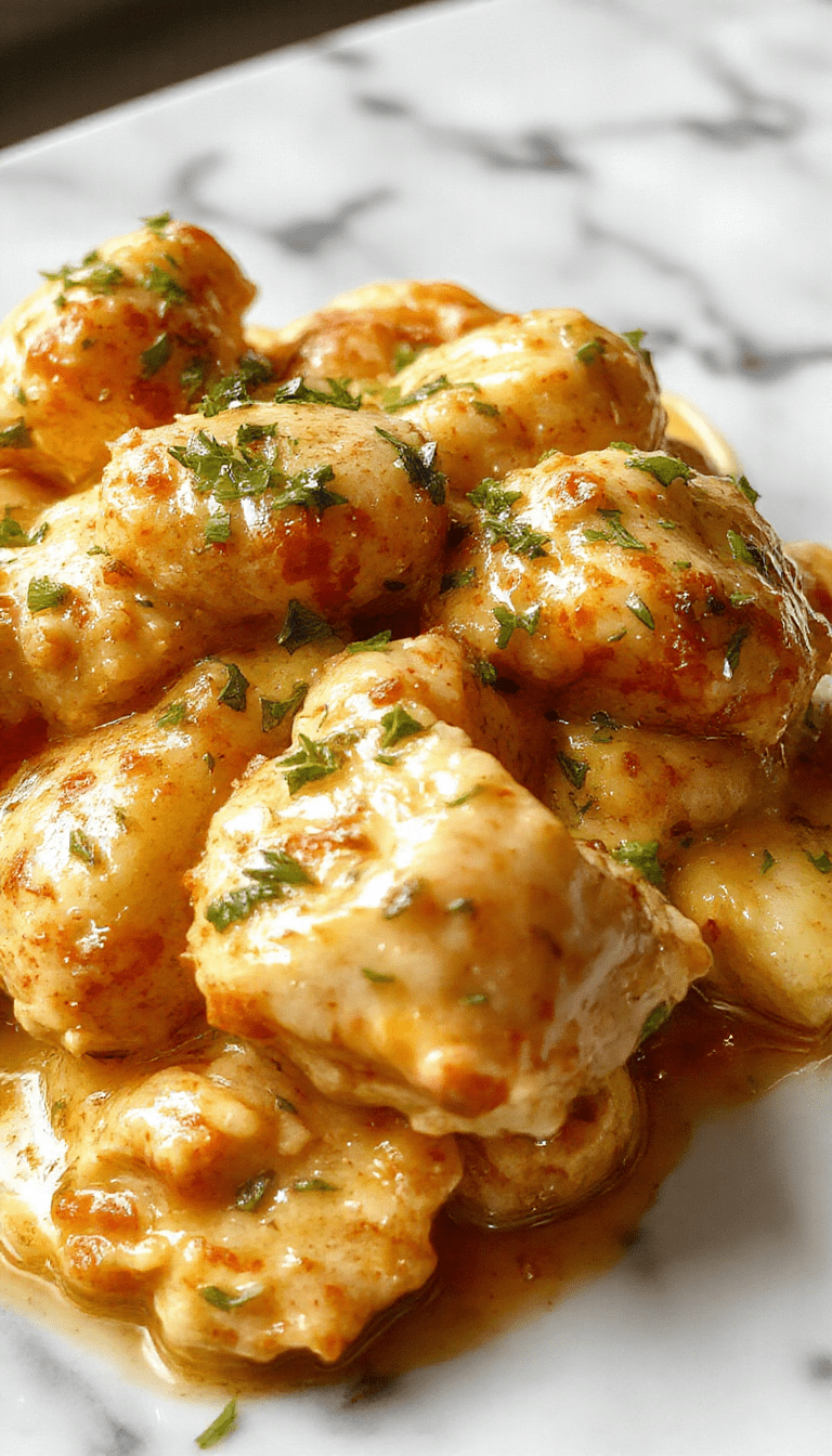 A vibrant plate of homemade butter chicken featuring tender chunks of chicken in a rich, creamy orange curry sauce garnished with fresh cilantro, served on a white ceramic plate, with a side of fluffy rice and a sprig of cilantro for garnish, styled on a rustic wooden table