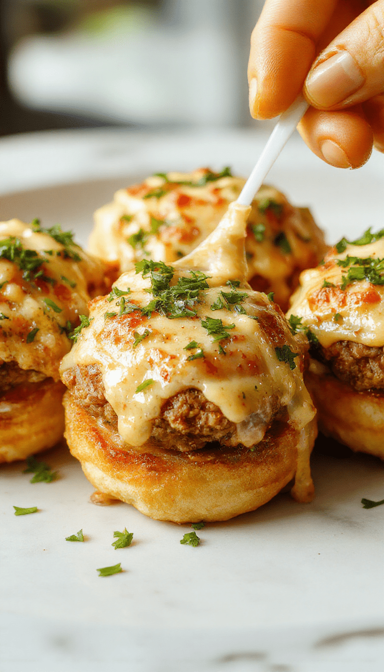 Colorful cheeseburger rollups neatly arranged on a white plate, showcasing golden-brown baked rolls with melted cheese and fresh green herbs, garnished with a sprinkle of garlic and parsley, styled for a home-cooked, appetizing presentation