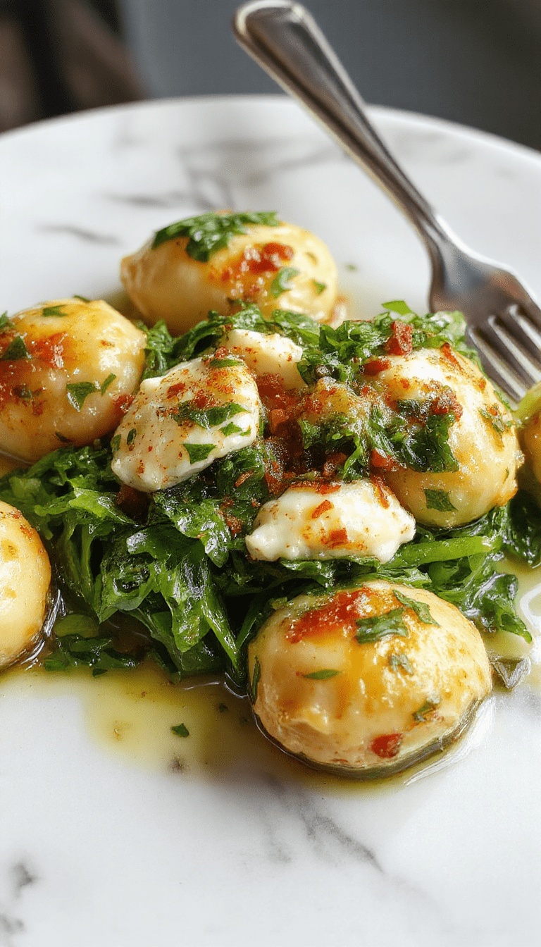 Colorful plated spinach and ricotta stuffed pasta shells featuring vibrant green spinach filling contrasted with creamy white ricotta and golden-brown baked shells, garnished with a sprinkle of fresh herbs on a rustic white plate with a blurred background of a cozy kitchen setting.