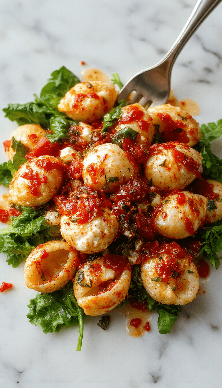 Colorful baked spinach and ricotta stuffed shells arranged on a white plate, topped with melted cheese, fresh basil, and a drizzle of olive oil, showcasing vibrant green spinach filling and creamy ricotta inside golden-brown shells.