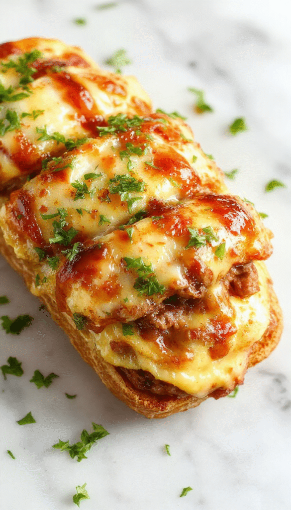 A vibrant plate featuring golden-brown keto cheesesteak rolls filled with tender beef, melted cheese, and colorful vegetables, garnished with fresh herbs, styled on a rustic wooden table