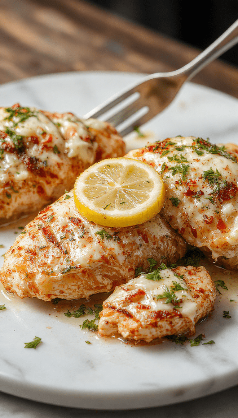 A vibrant plate featuring golden-brown lemon chicken topped with fresh lemon slices and parsley, with a side of roasted vegetables, styled elegantly on a white ceramic dish with a rustic wooden background, highlighting the glossy sauce and crispy texture.