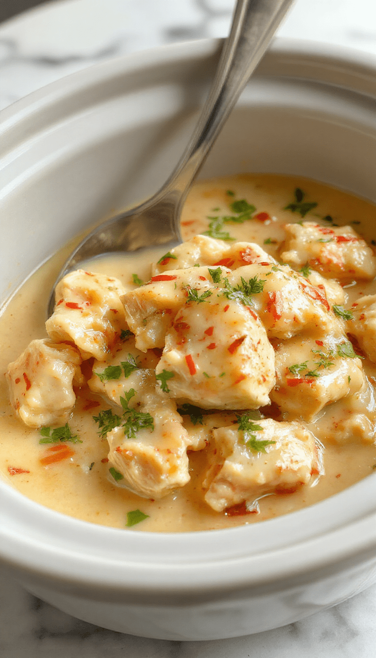 A vibrant bowl of crockpot butter chicken showcasing tender, golden-brown chicken pieces coated in a creamy, buttery sauce with a sprinkle of fresh herbs, served on a rustic wooden table with a side of naan bread and garnished with chopped cilantro.
