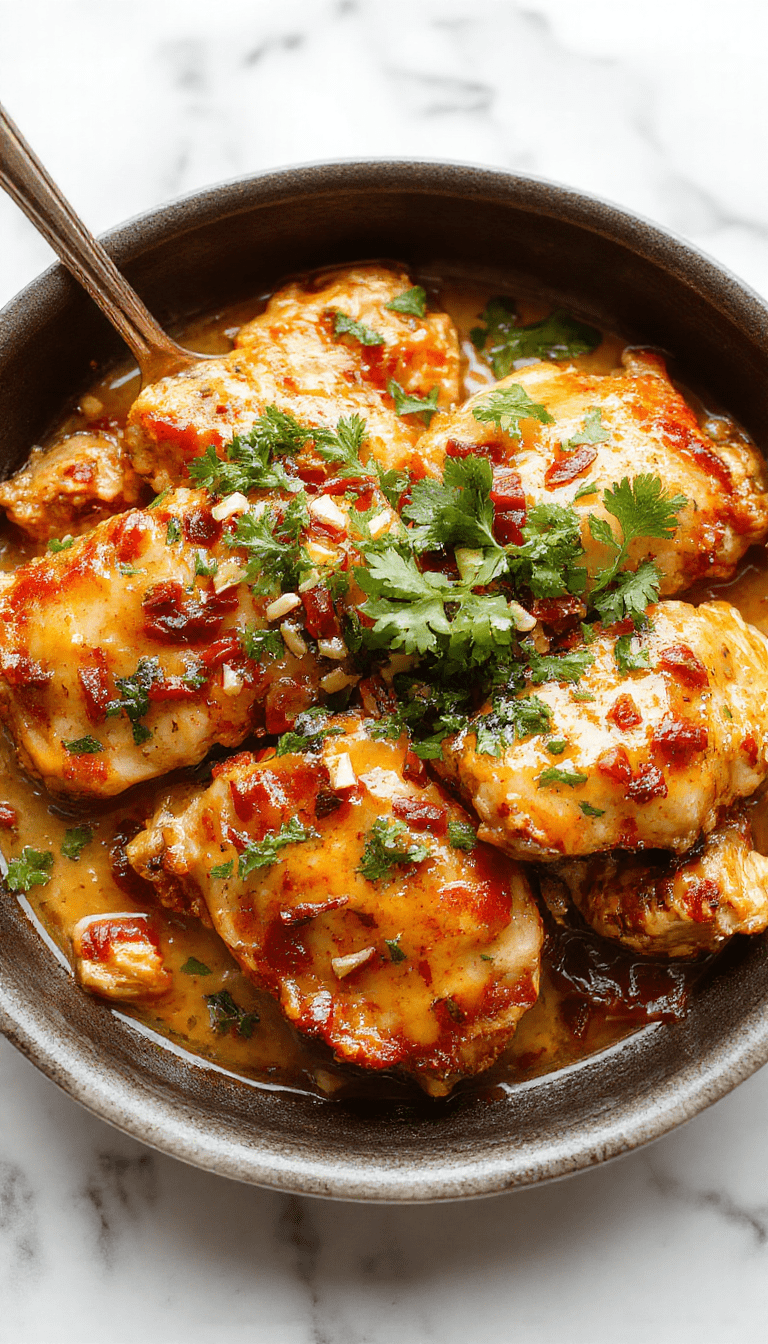 A vibrant skillet filled with golden-brown grilled chicken breasts topped with melted cheese, colorful bell peppers, and fresh cilantro, garnished with lime wedges on a rustic wooden table