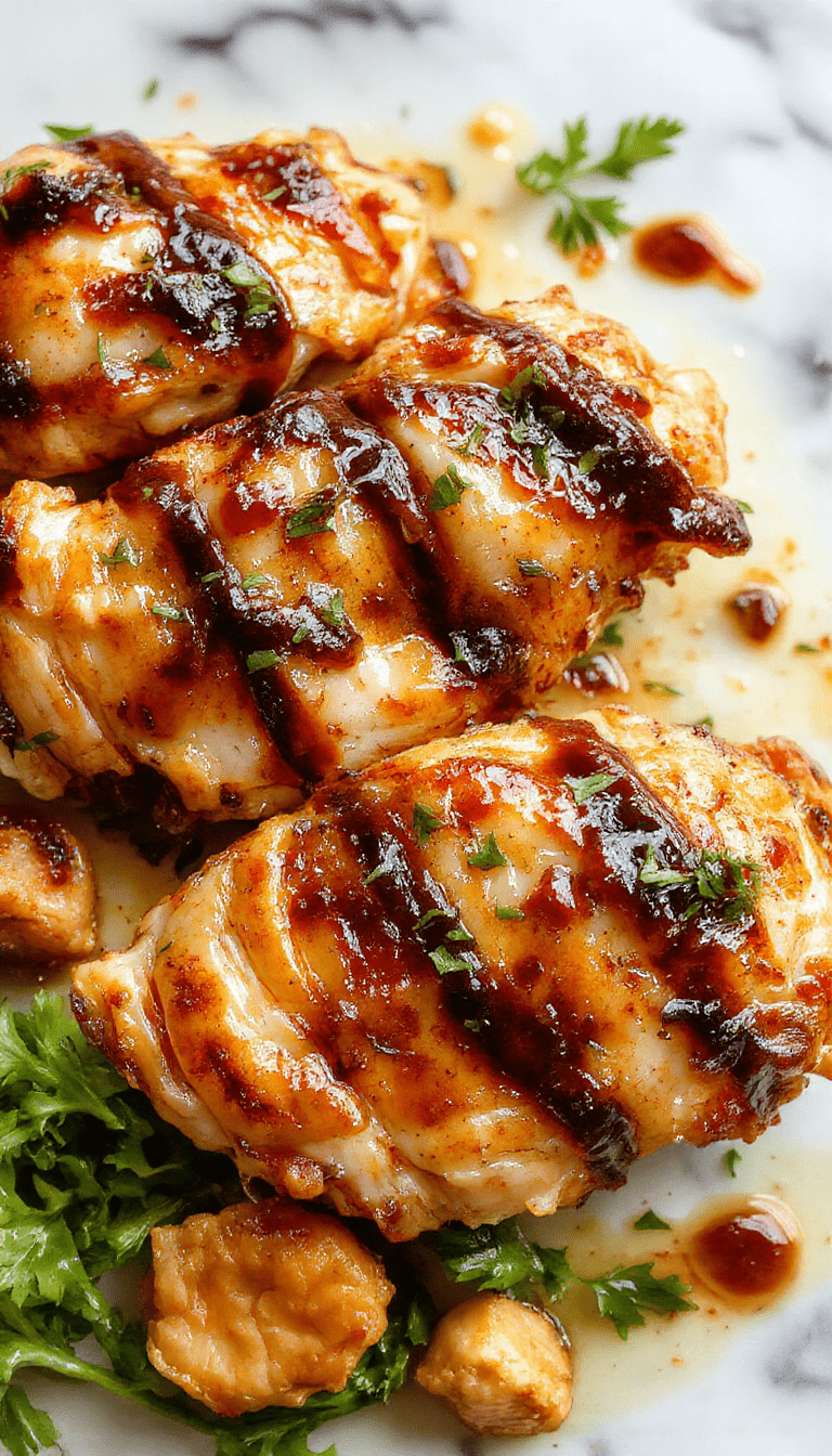 Colorful close-up of a skillet with tender chicken breasts glazed in deep balsamic sauce, garnished with fresh herbs, served on a rustic wooden table with vibrant greens and cherry tomatoes, showcasing a glossy sauce texture and perfectly cooked meat.