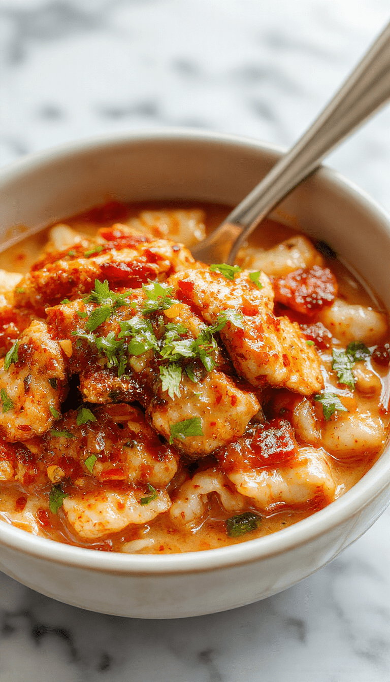 Colorful Bang Bang Chicken Bowl featuring crispy golden chicken pieces drizzled with creamy sauce, garnished with chopped green onions and red chili flakes, served over a bed of fluffy white rice and fresh vegetables on a stylish modern plate.