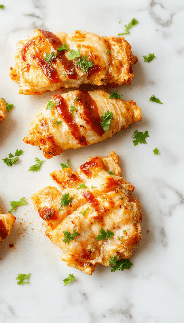 Colorful Hawaiian chicken sheet pan with golden roasted chicken, vibrant red bell peppers, green pineapple chunks, and charred vegetables, all neatly arranged on a rustic white platter with fresh herbs for garnish on a bright background.