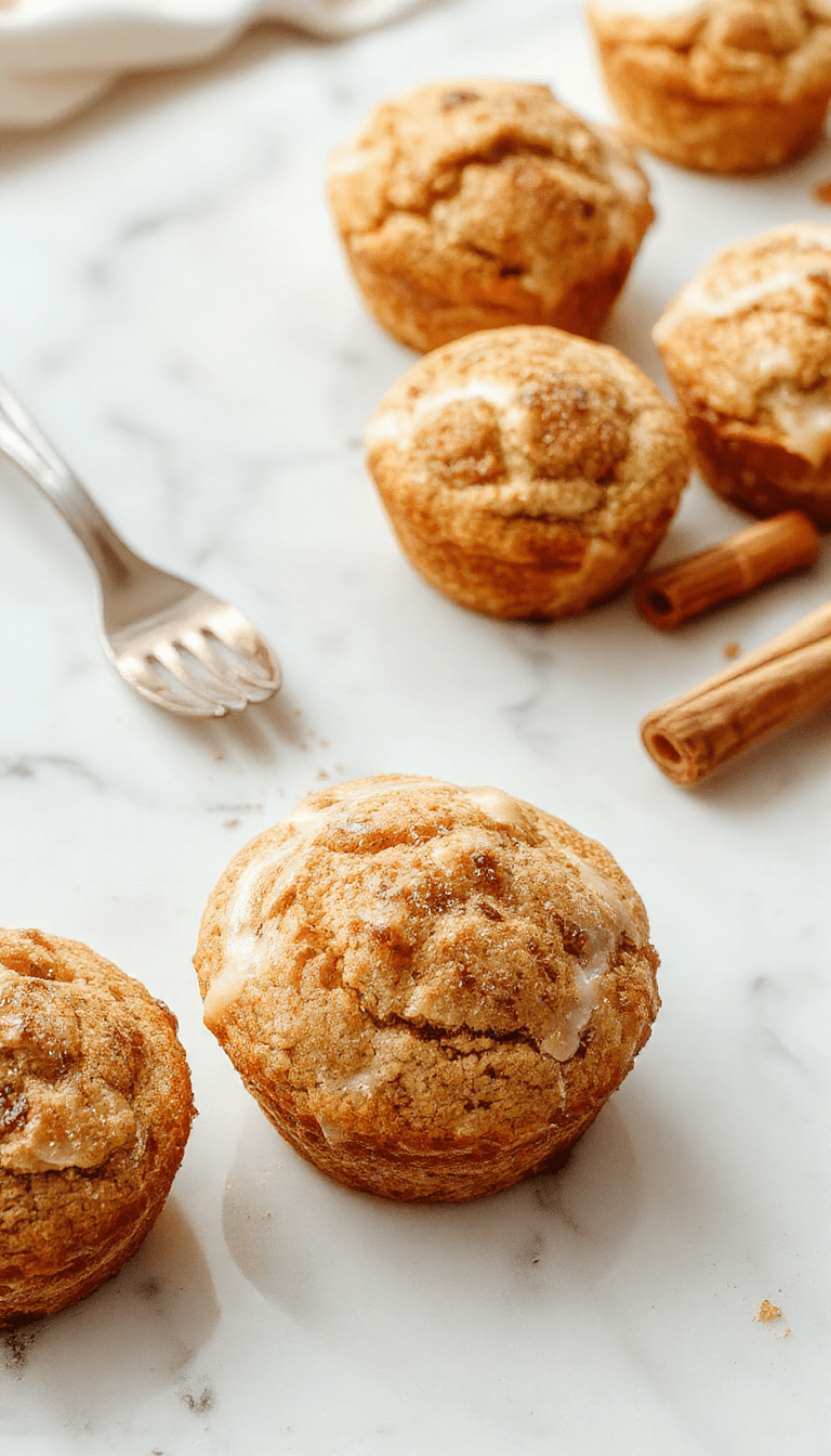 A close-up of warm, freshly baked apple cinnamon muffins arranged on a rustic wooden platter, topped with a sprinkle of cinnamon and powdered sugar, with fresh apple slices and cinnamon sticks in the background, soft natural lighting highlights their moist texture and golden-brown crust.