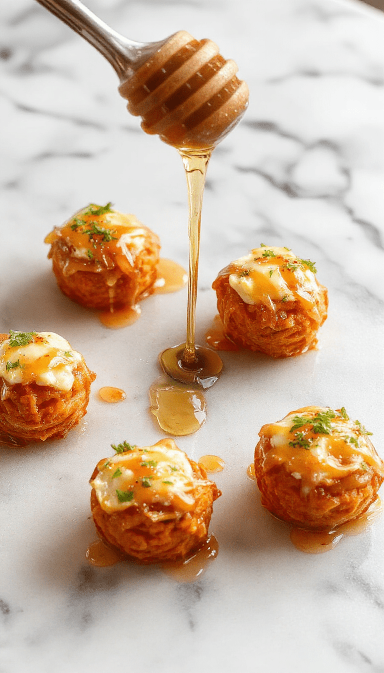 Colorful roasted sweet potato rounds topped with crumbled feta cheese and a honey drizzle, presented on a rustic wooden platter with fresh herbs, showcasing a vibrant mix of orange, white, and golden hues with a textured crispy surface