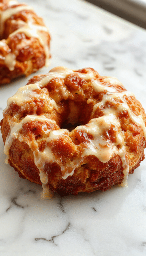 A golden-brown monkey bread pull-apart loaf dusted with powdered sugar, sliced open to reveal gooey sticky cinnamon glaze inside, styled on a rustic wooden table with a knife nearby.